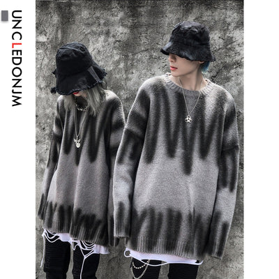 UNCLEDONJM Pullover Sweaters Casual Autumn Winter Warm Pullover Knitted Male Sweater Loose Fit Streetwer Hip hop Punk TCL-6005