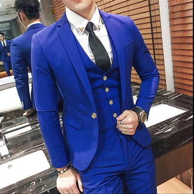 Wedding suit 3 pics  formal costume homme mens dresses tailored models terno masculino marraige suits for men silim traje hombre