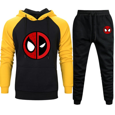 Marvel Movie Deadpool Mens Set Hoodies Pants 2019 New Causal Men Set Hooded Sweatshirt Raglan Hoodie Pant Pullovers Sweatpant