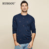 KUEGOU 2019 Autumn Wool Blue Embroidery Sweater Men Pullover Casual Jumper For Male Brand Knitted Korean New Style Clothes 19022