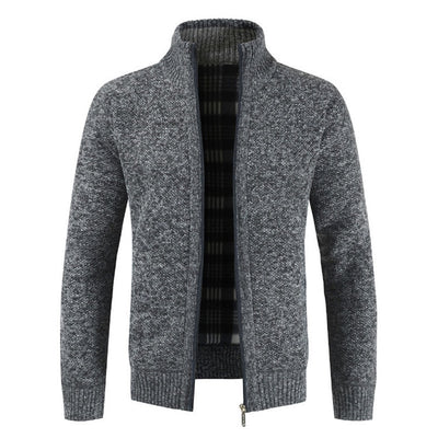 Mens Cardigan Autumn Winter Warm Thick Sweater Casual Knitwear Wind Breaker Jacket Stand Collar Overcoat Men Zipper Knitted Coat